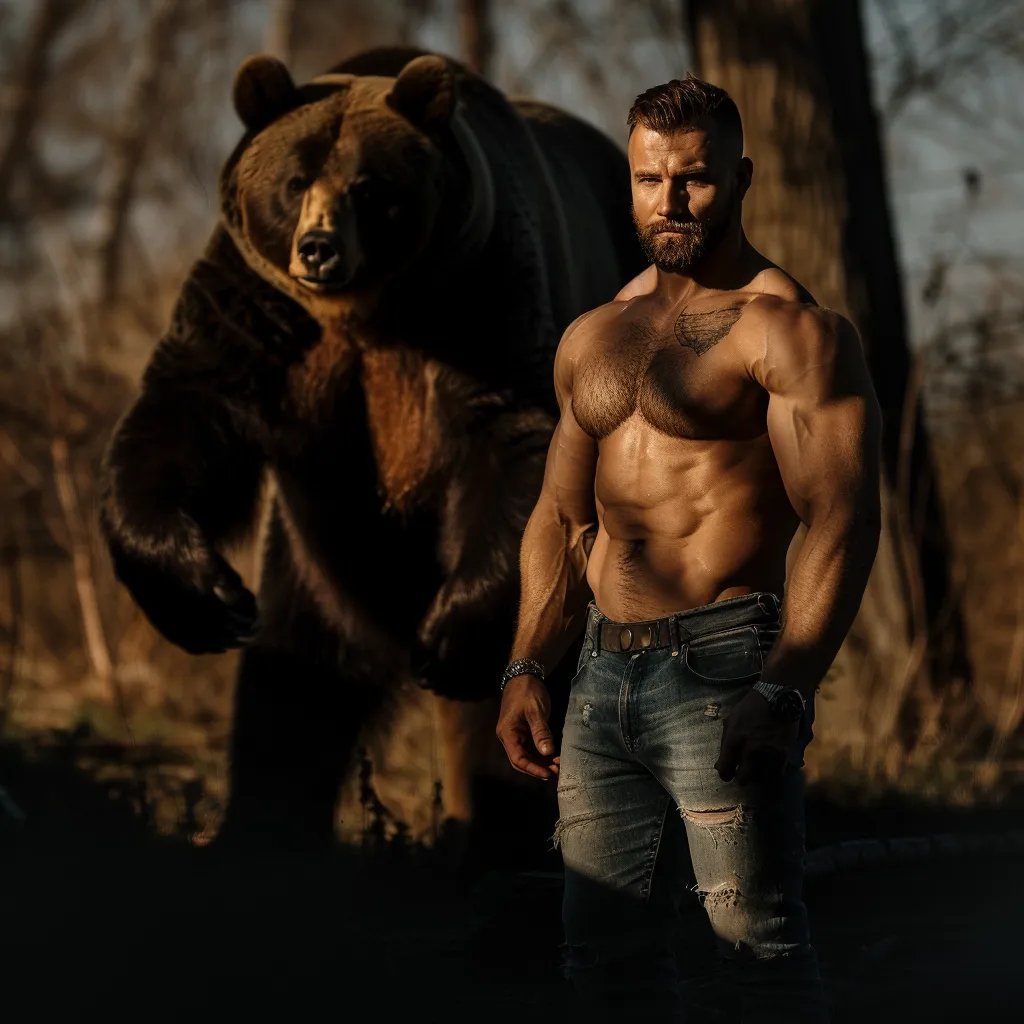 a man with a bear