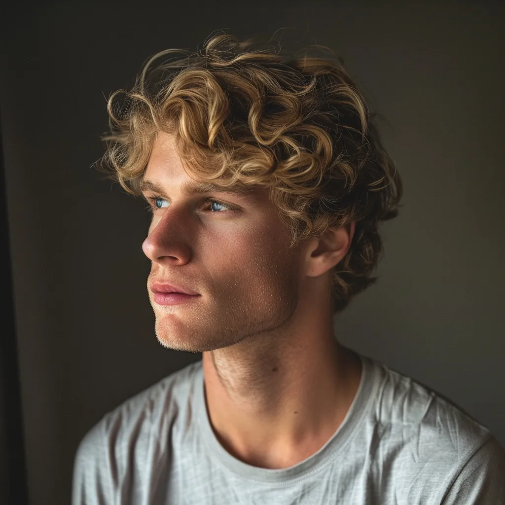 a man with curly hair