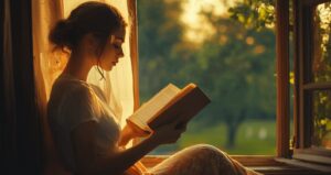 a woman reading a book